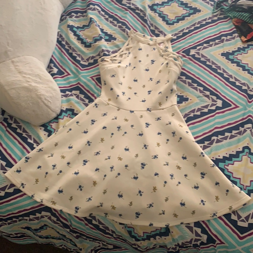 White floral dress with no sleeves